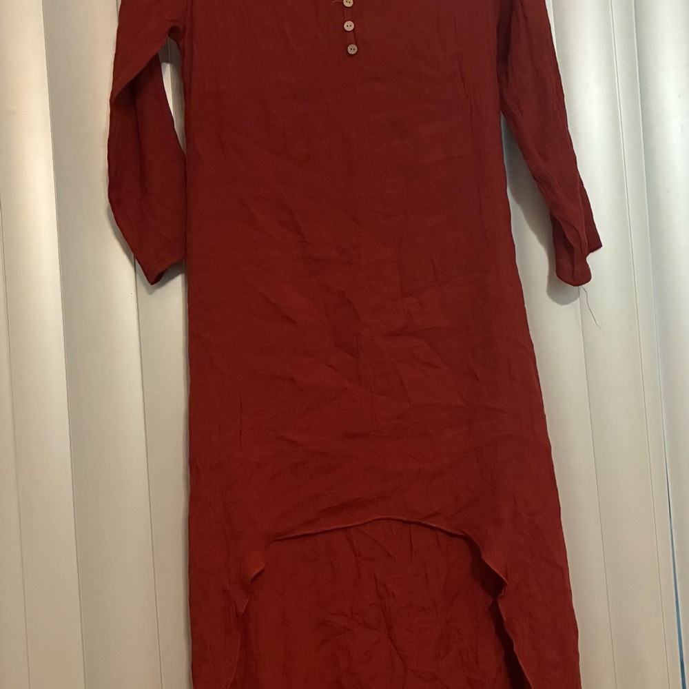 Elegant Reddish Button-Up Dress